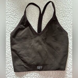 SET Active Black Ribbed V-Neck Sports Bralette